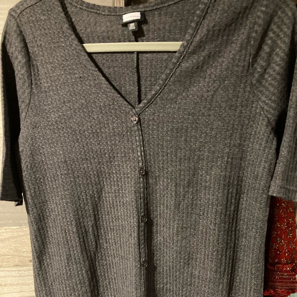 Torrid Grey Waffle Knit Tunic Blouse Size 00